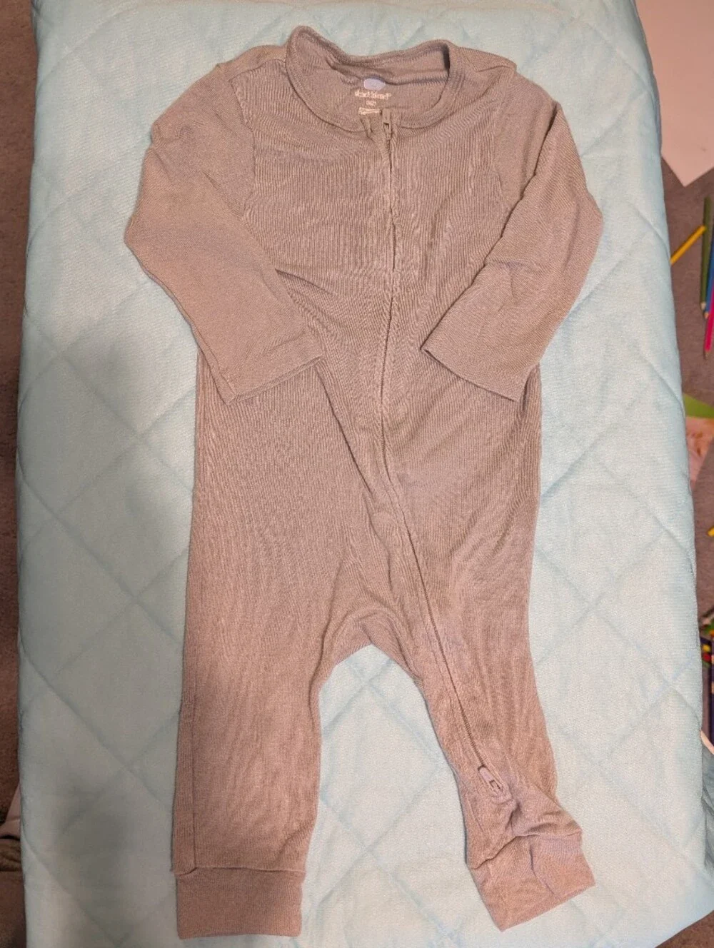 cloud island Light Gray Modal Zip-Front Baby One-Piece 6-9 Month